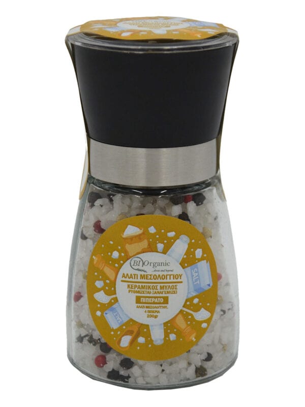Μύλος Πιπεράτος με Χοντρό Αλάτι Μεσολογγίου 180γρ.